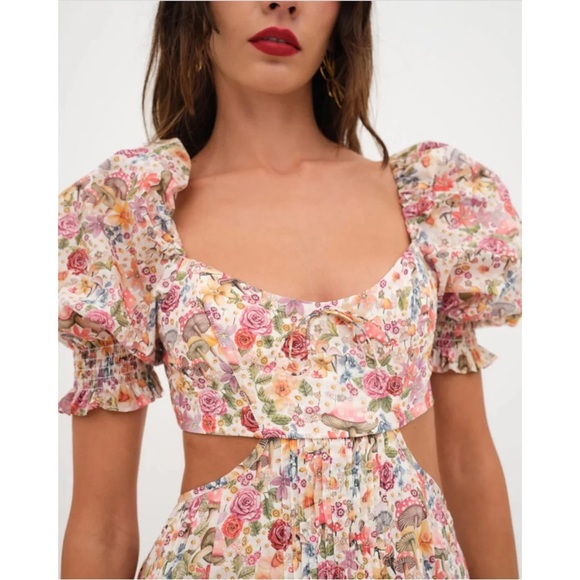 NWT For Love and Lemons Arya Mini Floral Woodland Fairycore Dress Size Medium - Picture 4 of 11